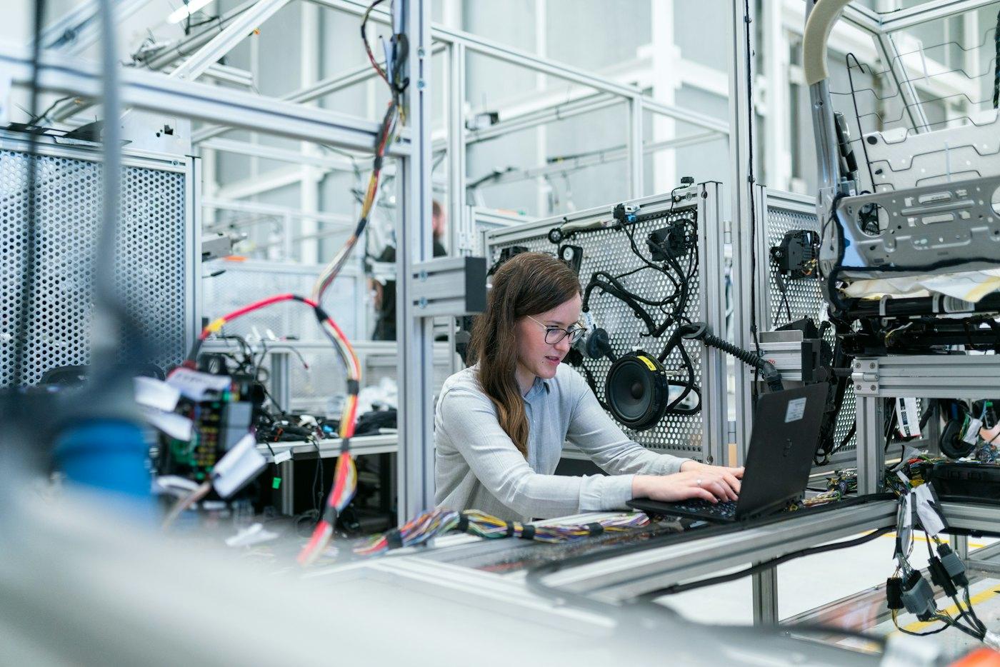 Engineer working on electrical control systems